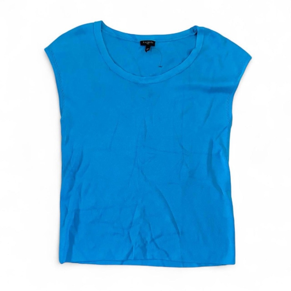 Talbots chic vibrant casual  blue scoop neck top Size XL New! No tags